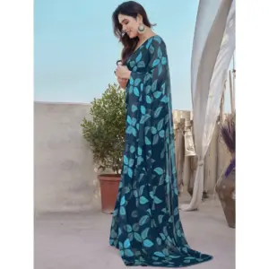 Women's Chiffon Printed Saree – Blue