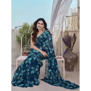 Women's Chiffon Printed Saree – Blue