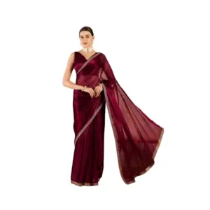 Women's Jimmy Choo Solid Saree – Wine