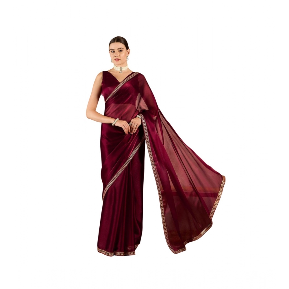Women's Jimmy Choo Solid Saree – Wine