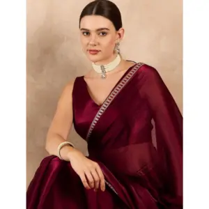 Women's Jimmy Choo Solid Saree – Wine