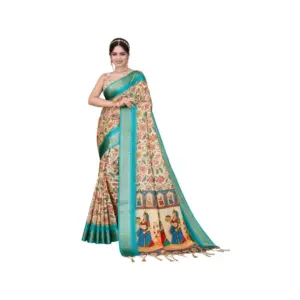 Women's Cotton Silk Printed Saree – Sky Blue