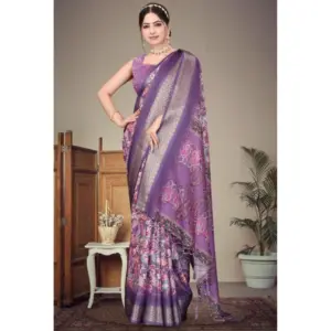 Women's Cotton Silk Printed Saree – Purple
