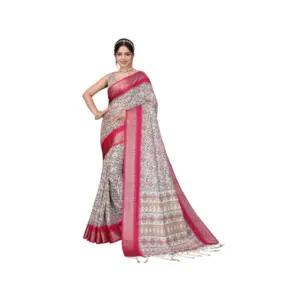 Women's Cotton Silk Printed Saree – Pink