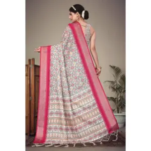 Women's Cotton Silk Printed Saree – Pink