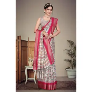 Women's Cotton Silk Printed Saree – Pink
