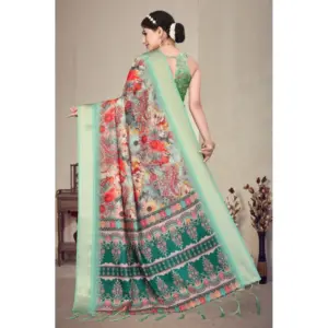 Women's Cotton Silk Printed Saree – Light Green