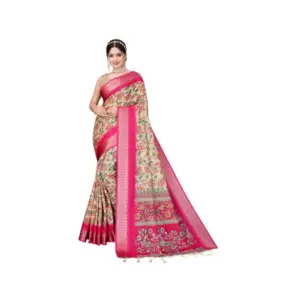 Women's Cotton Silk Printed Saree – Pink