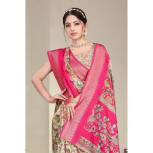 Women's Cotton Silk Printed Saree – Pink