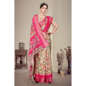 Women's Cotton Silk Printed Saree – Pink