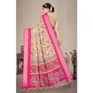 Women's Cotton Silk Printed Saree – Pink