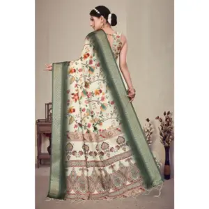 Women's Cotton Silk Printed Saree – Green