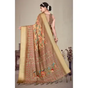 Women's Cotton Silk Printed Saree – Peach