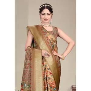 Women's Cotton Silk Printed Saree – Peach