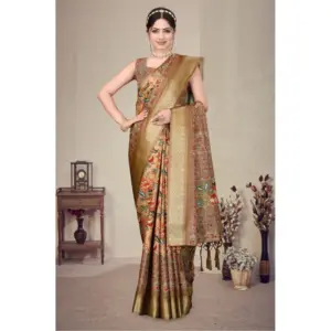 Women's Cotton Silk Printed Saree – Peach