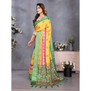 Women's Cotton Silk Printed Saree – Yellow