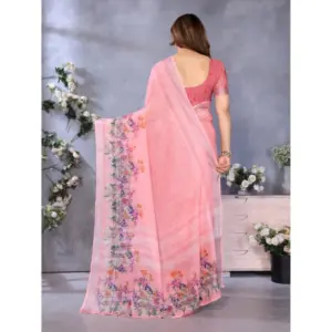 Women's Linen Cotton Printed Saree – Peach