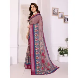 Women's Linen Cotton Printed Saree – Wine