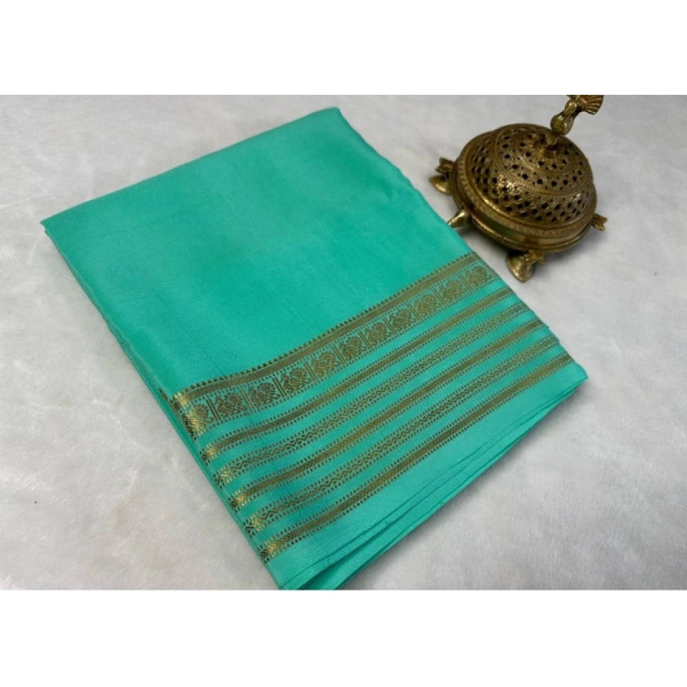 Women's Crepe Chit Pallu Solid Saree with Blouse – Ramagreen