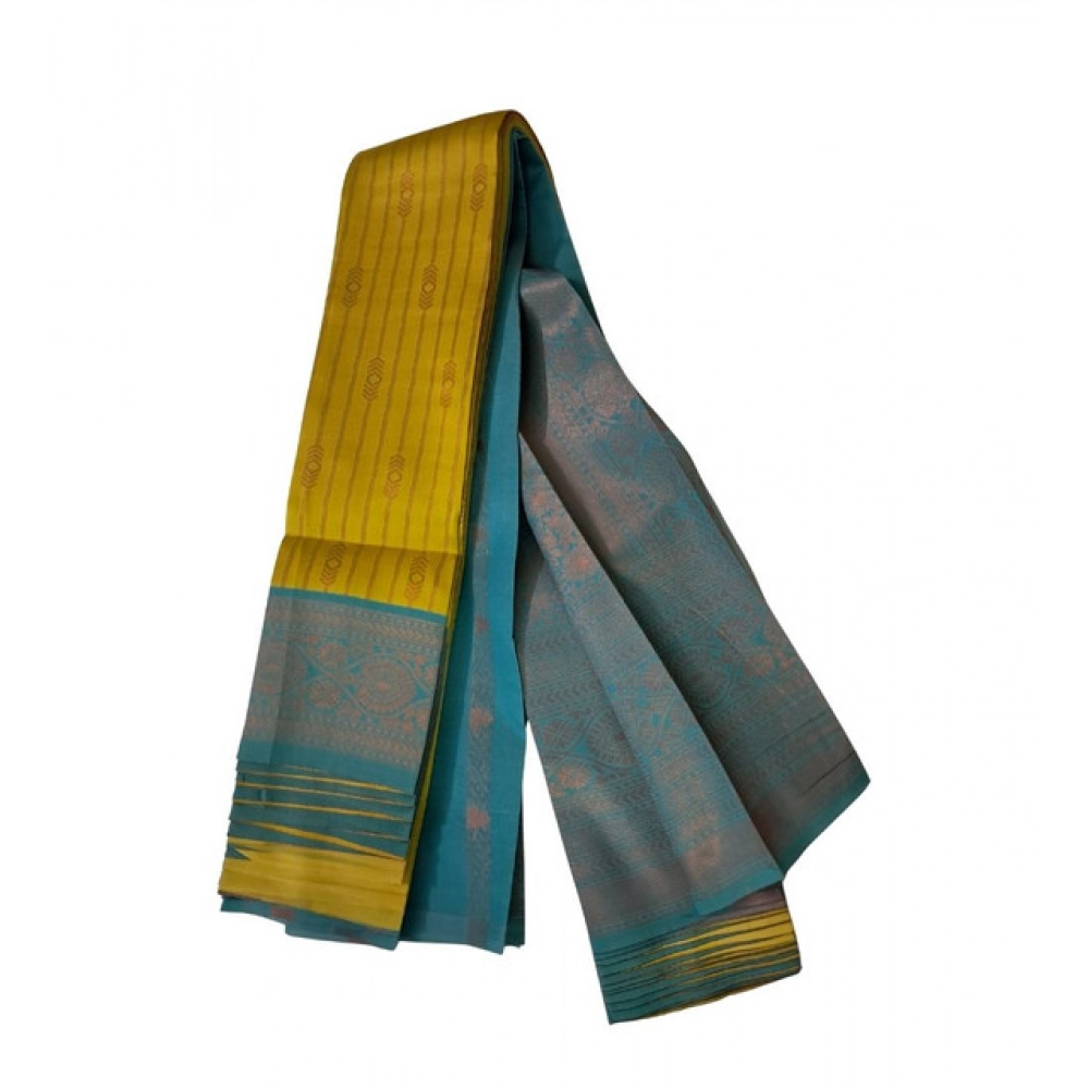 Women's Soft Silk Wooven Saree with Blouse – Musterd Yellow
