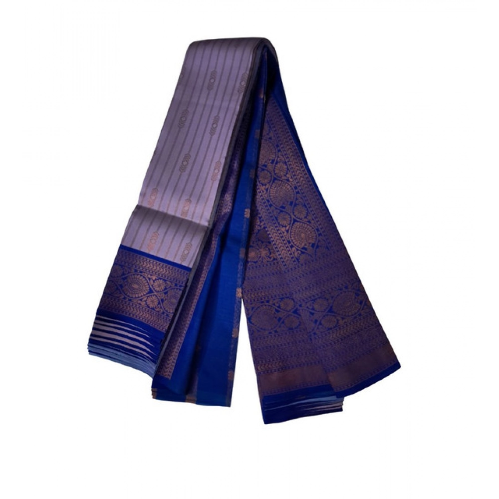 Women's Soft Silk Wooven Saree with Blouse – Dark Lavender