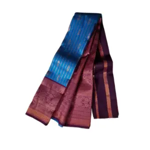 Women's Soft Silk Wooven Saree with Blouse – Blue