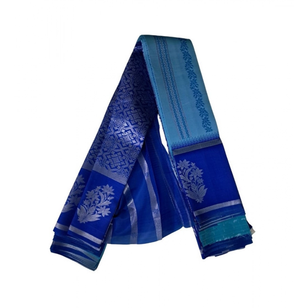 Women's Soft Silk Wooven Saree with Blouse – Royal Blue
