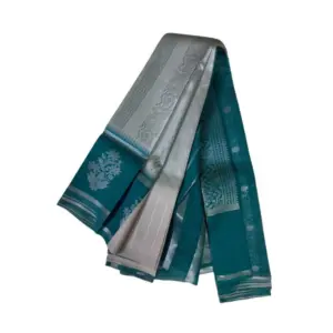 Women's Soft Silk Wooven Saree with Blouse – Silver