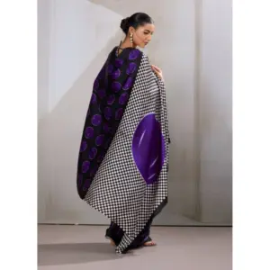 Women's Satin Crepe Printed Saree with Blouse – Purple