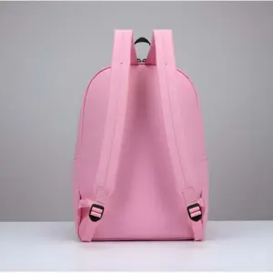 Unisex PU Leather Solid Medium Zipper Backpack (Pink)