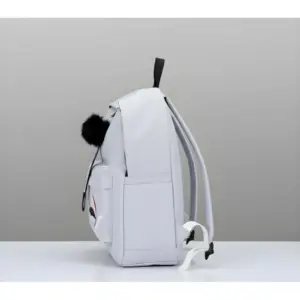 Unisex PU Leather Solid Medium Zipper Backpack (Grey)