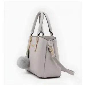Women's PU Leather Solid Shoulder Zipper Handbag (Grey)