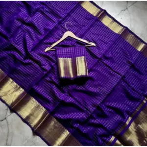 Women's Banarasi Silk Printed Saree with Blouse – Purple