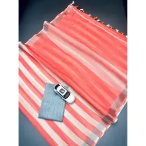 Women's Linen Printed Saree with Blouse – Multicolor