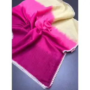 Women's Linen Printed Saree with Blouse – Pink