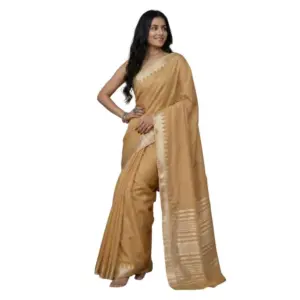 Women's Cotton Printed Saree with Blouse – Golden
