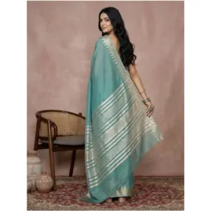 Women's Cotton Printed Saree with Blouse – Teal