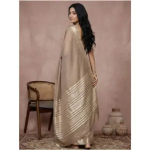 Women's Cotton Printed Saree with Blouse – Beige