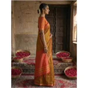 Women's Cotton Printed Saree with Blouse – Mustrad