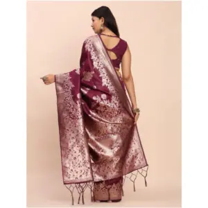 Women's Banarasi Silk Printed Saree with Blouse – Purple