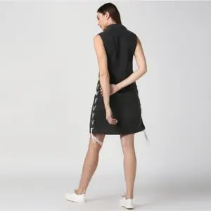 Generic Women's Denim Solid Sleeveless Dress (Black)