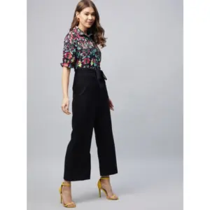 Generic Women's Polyester Floral Short Sleeve Jumpsuit (Multicolor)
