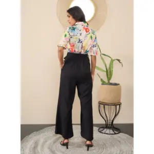 Generic Women's Polyester Floral Half Sleeves Jumpsuit (Multicolor)