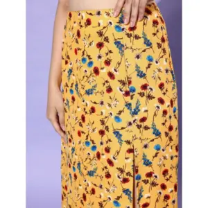 Generic Women's Polyester Floral Side Zip Skirt (Multicolor)
