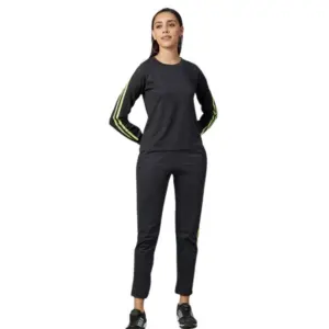 Generic Women's Cotton Solid Long Sleeves Tracksuit (Dark Grey - Green)