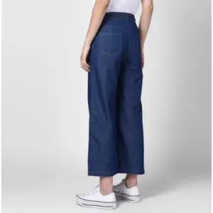 Generic Women's Denim Solid Elasticated Trousers (Blue)