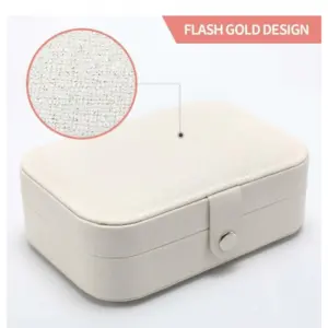 Generic PU Leather Solid Jewelry Storage Box (White-Cream)