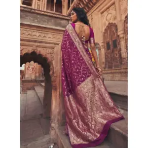 Women's Art Silk Printed Saree with Blouse – Wine