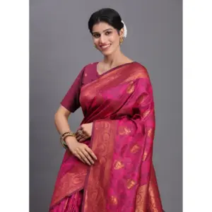 Women's Silk Printed Saree with Blouse – Magenta