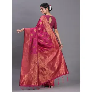 Women's Silk Printed Saree with Blouse – Magenta